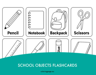 printable school objects flashcards
