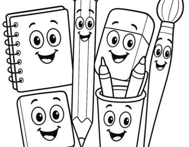 school objects cartoon