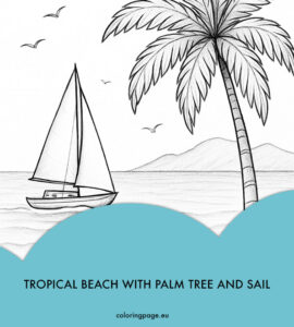 tropical beach with palm tree