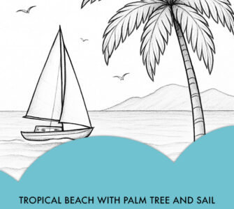 tropical beach with palm tree