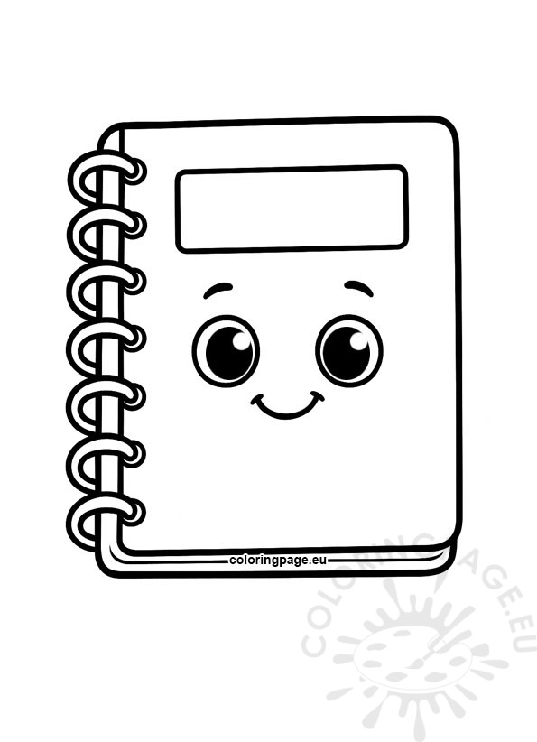 wire bound notebook coloring page cartoon style