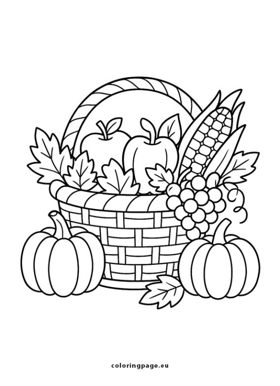 Autumn harvest basket coloring page | Coloring Page