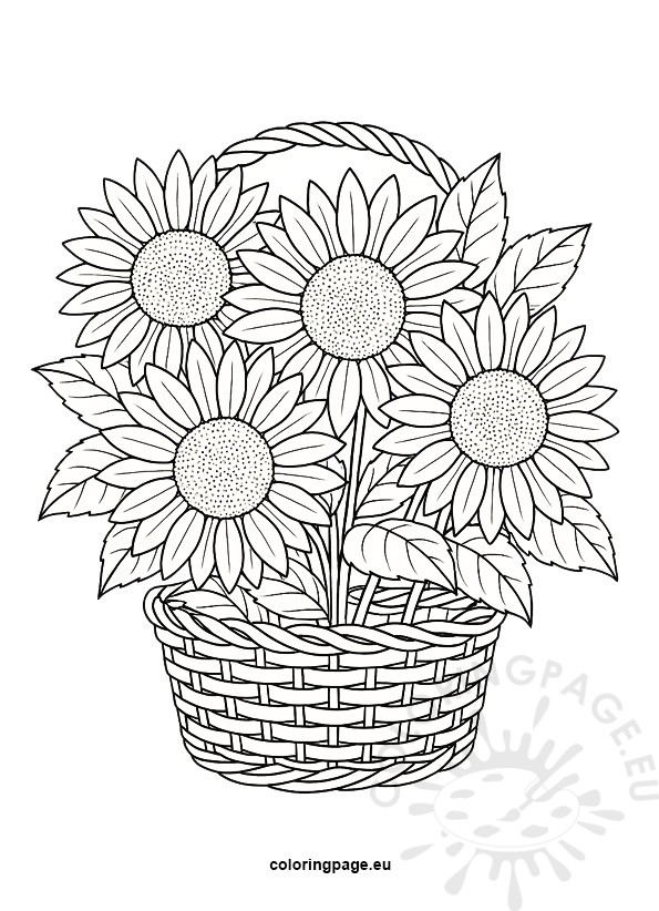 basket sunflowers