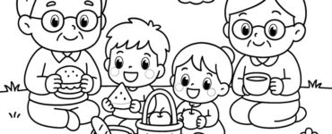 Family picnic with grandparents coloring page 10 family picnic grandparents