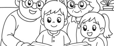 grandparents reading book kids