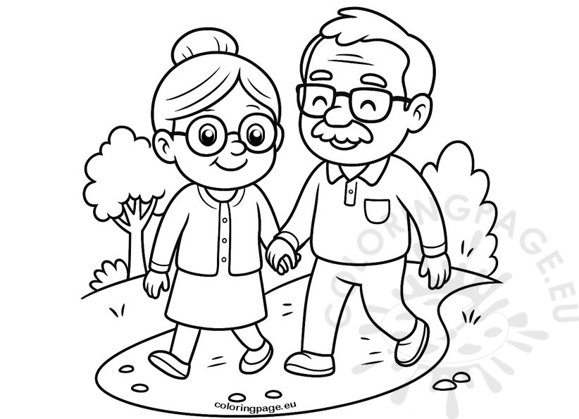grandparents walkin hand in hand