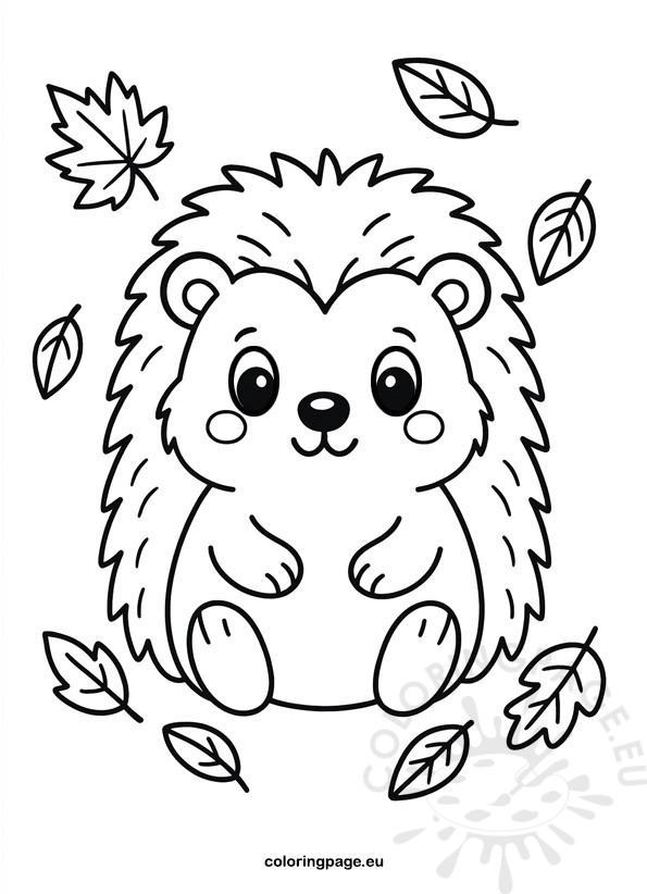 Hedgehog in autumn coloring page