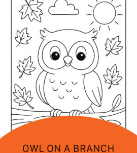 owl branch coloring page