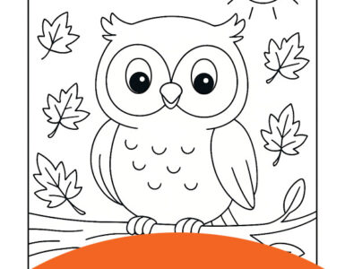 owl branch coloring page