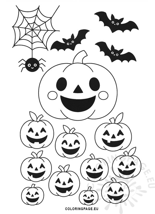 Black and white pumpkin template to color – Halloween Door Decorations for school.