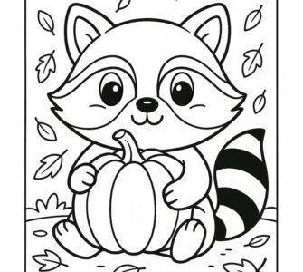raccoon with pumpkin
