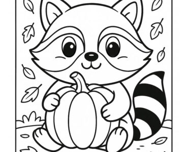 raccoon with pumpkin