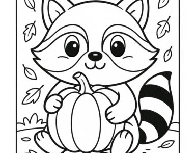 raccoon with pumpkin