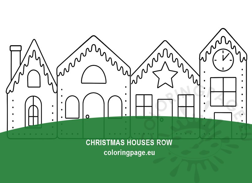Christmas Houses Row 3 Christmas Houses Row to color.
