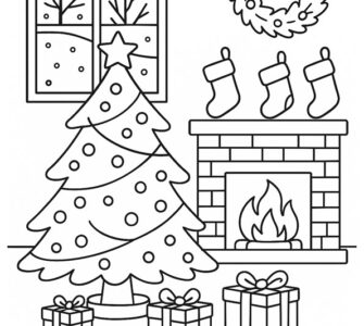 Christmas Living Room Coloring Sheet 1 christmas living room
