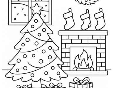Christmas Living Room Coloring Sheet 4 christmas living room