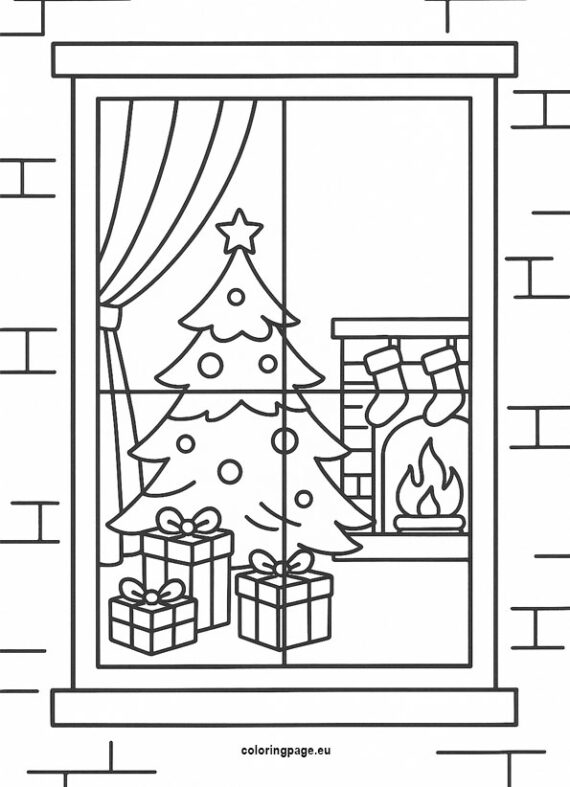 Christmas window Coloring Page