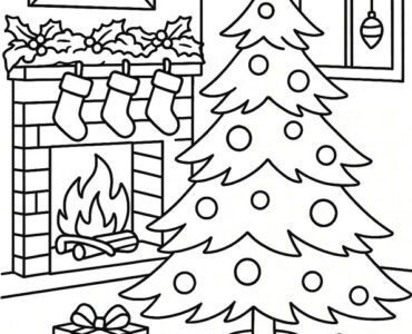 cozy christmas fireplace scene