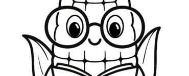 cute corn reading book