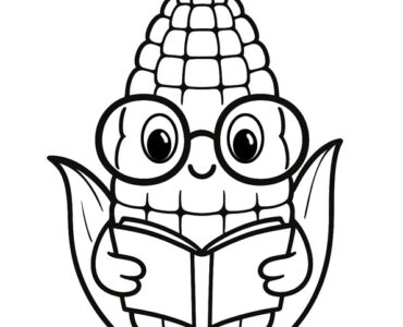 cute corn reading book