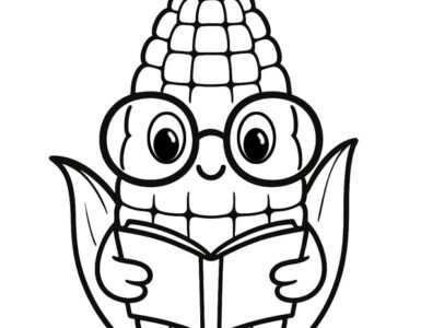 cute corn reading book