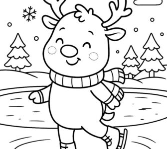 cute reindeer ice skating