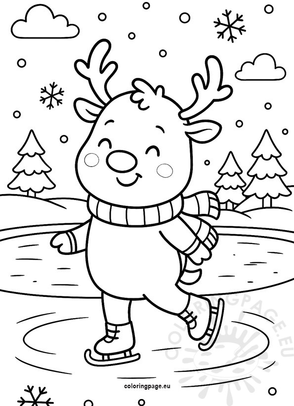 Cute Reindeer Ice Skating 3 cute reindeer ice skating