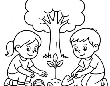 kids planting a tree