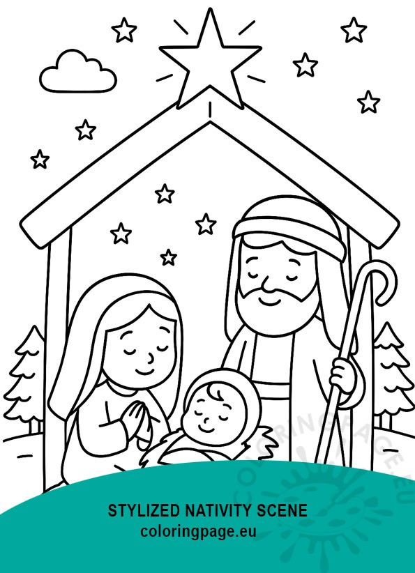 stylized nativity scene