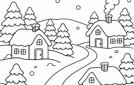 Snowy Winter Landscape 4 snowy village