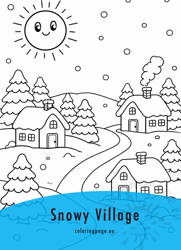 Snowy Winter Landscape coloring page