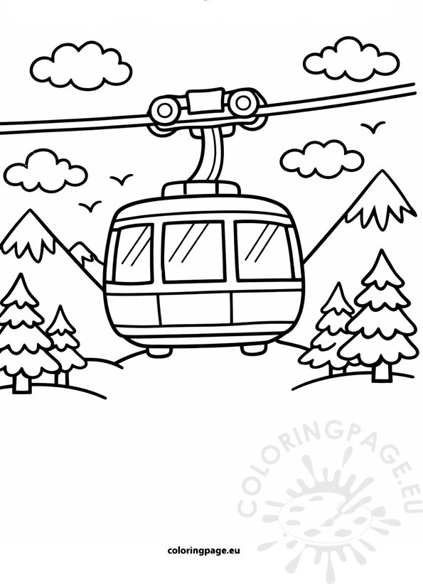 Cable car coloring page