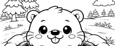 groundhog popping out of burrow