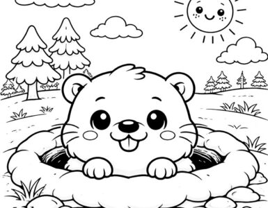 groundhog popping out of burrow