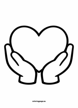 Hands holding a heart template | Coloring Page