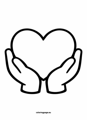 Hands holding a heart template | Coloring Page