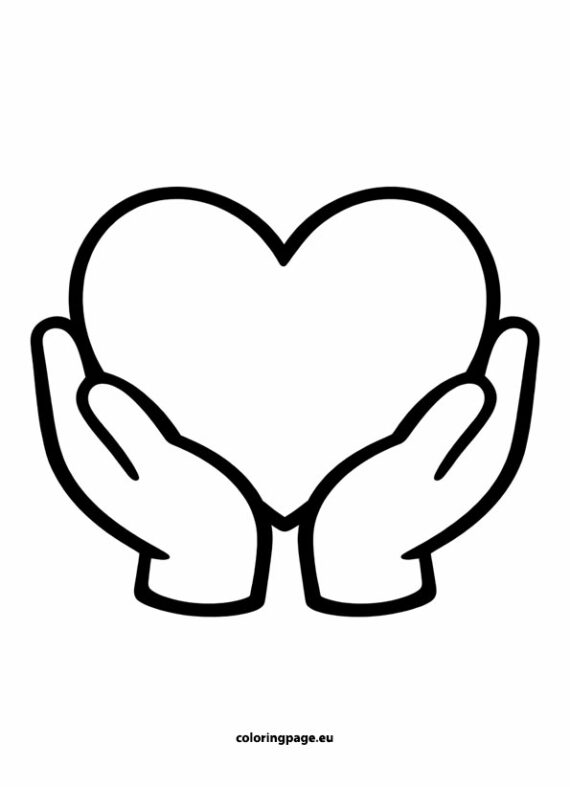 Hands holding a heart template | Coloring Page