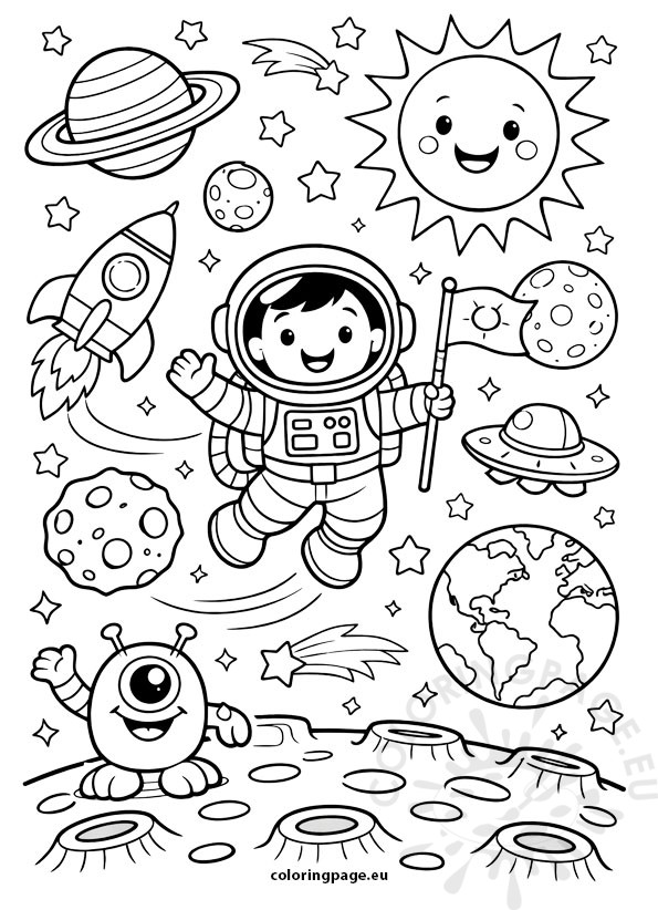 Space coloring page