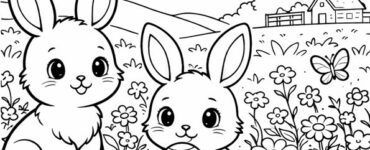 bunnies in a flower field