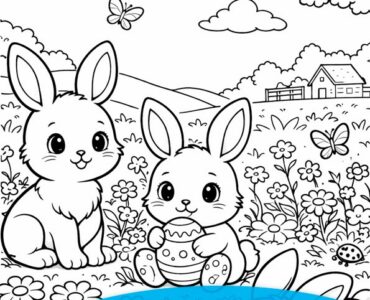 bunnies in a flower field