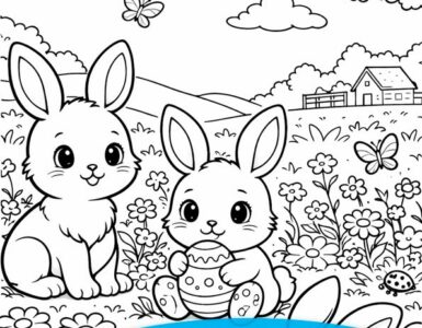 bunnies in a flower field