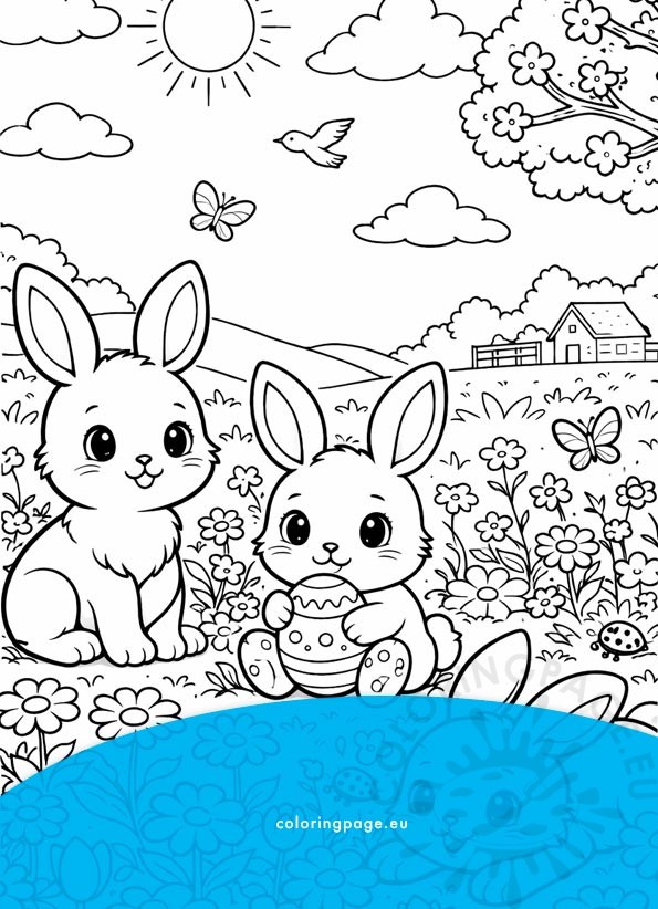 Bunnies in a Flower Field 3 bunnies in a flower field