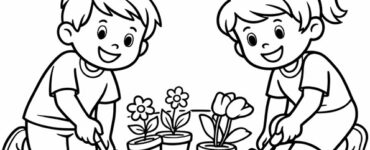 children planting flowers