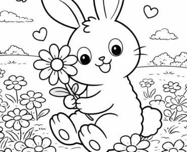playful bunny in a field of flowers