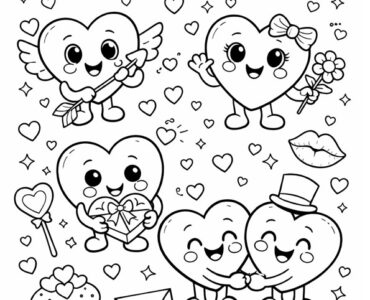 smiling heart characters valentine