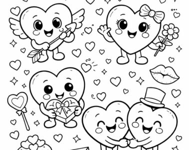 smiling heart characters valentine