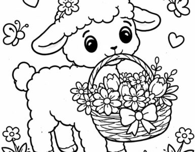 Sweet Lamb Carrying a Spring Basket 4 sweet lamb carrying spring basket