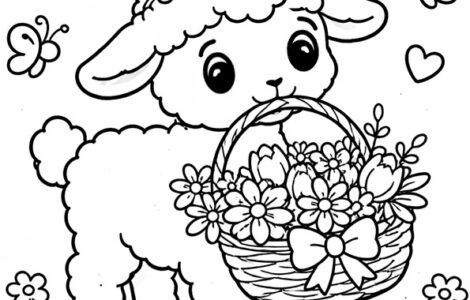 sweet lamb carrying spring basket