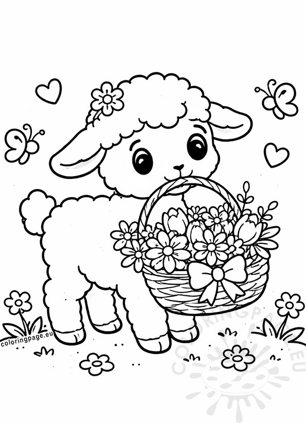 Sweet Lamb Carrying a Spring Basket 3 sweet lamb carrying spring basket