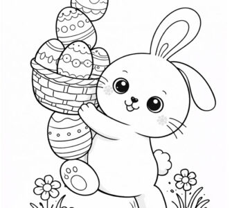 easter bunny carrying a basket of eggs
